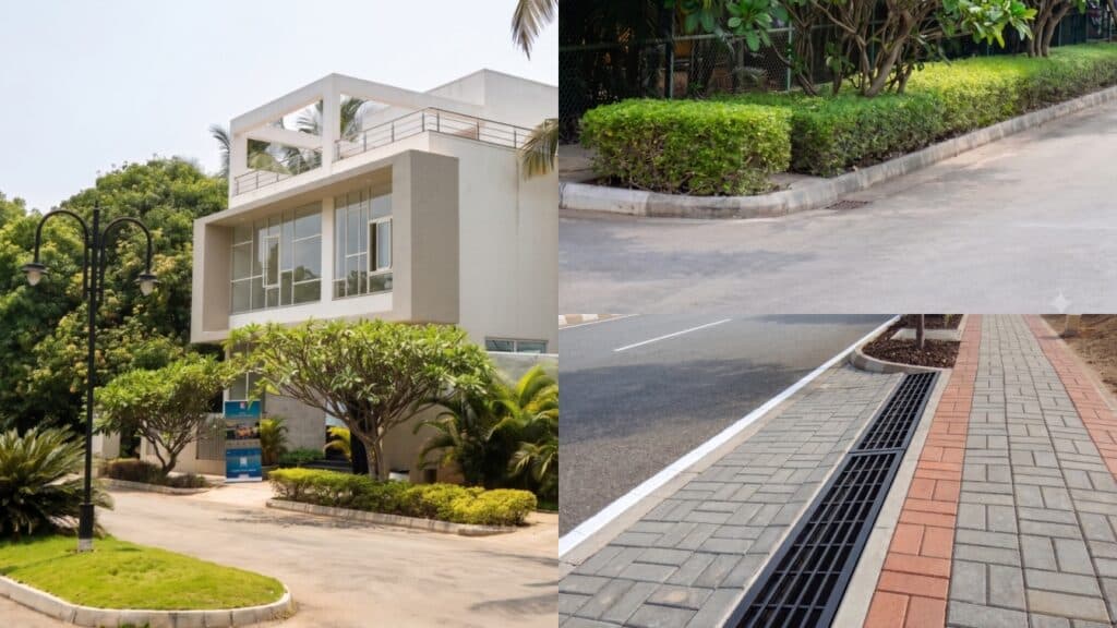 Road gradient and storm-water drainage at a Chartered plotted layout